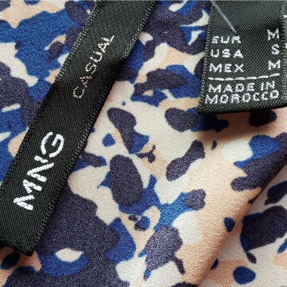 🔹️Mango Blue & Cream Splatter Print Racerback Sleeveless Top Medium - Picture 7 of 7